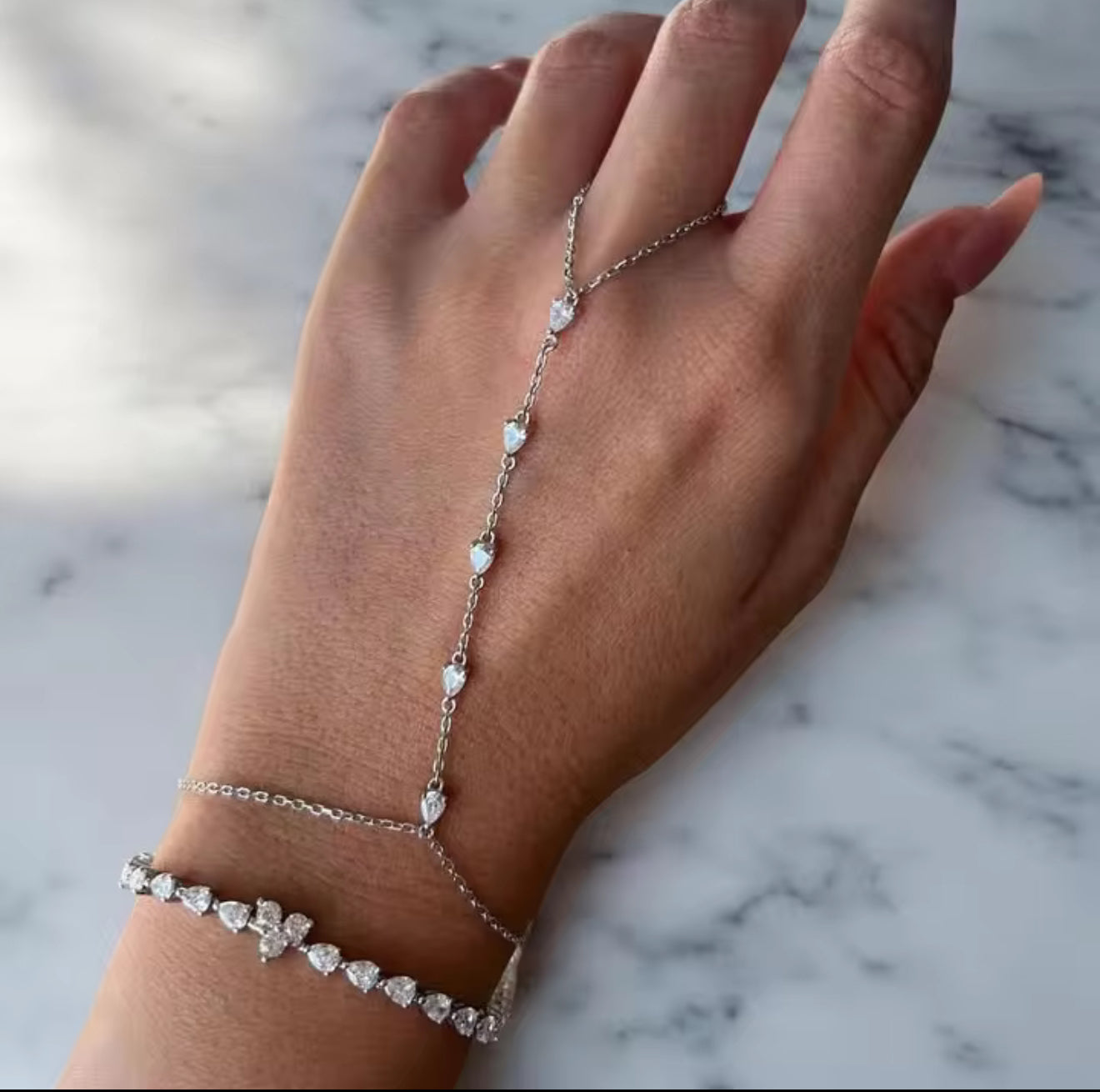 Silver Crystal Hand Chain (Preorder)