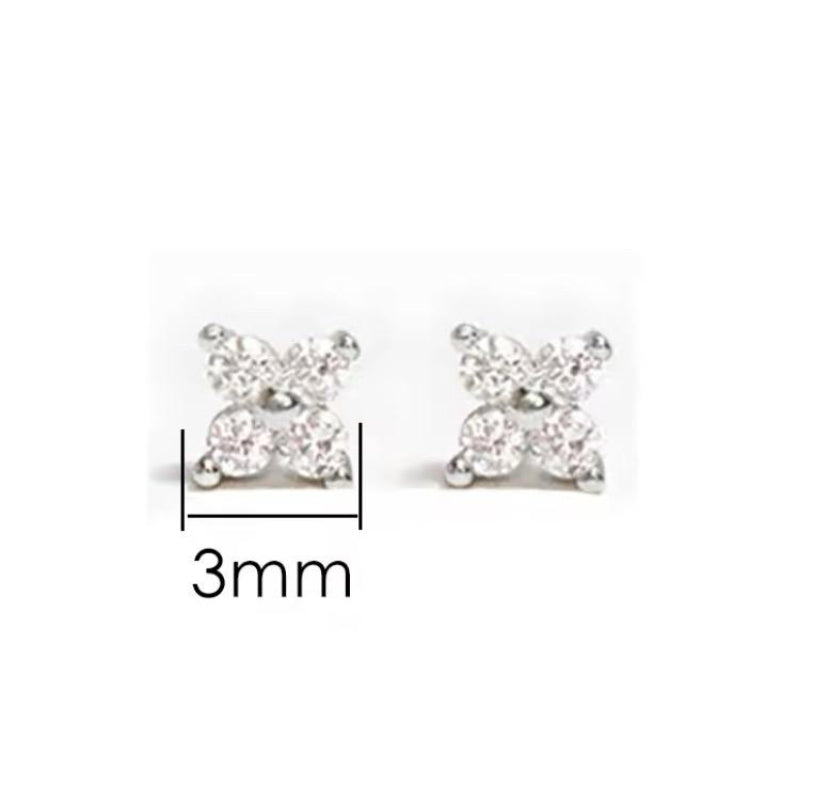 Teeny Silver Blossom studs