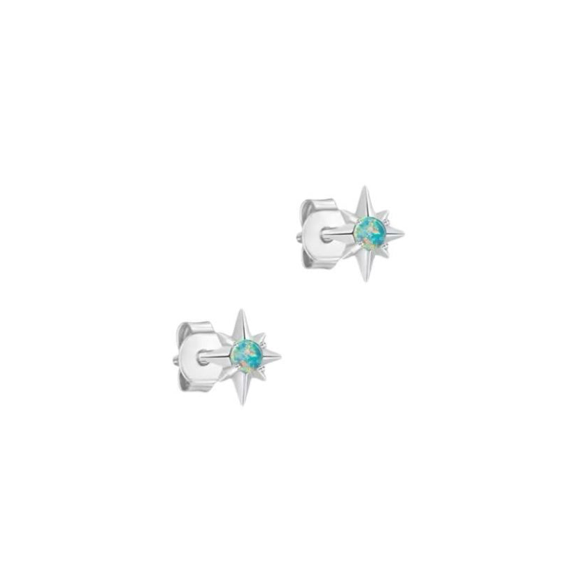 Silver Opal Star Studs