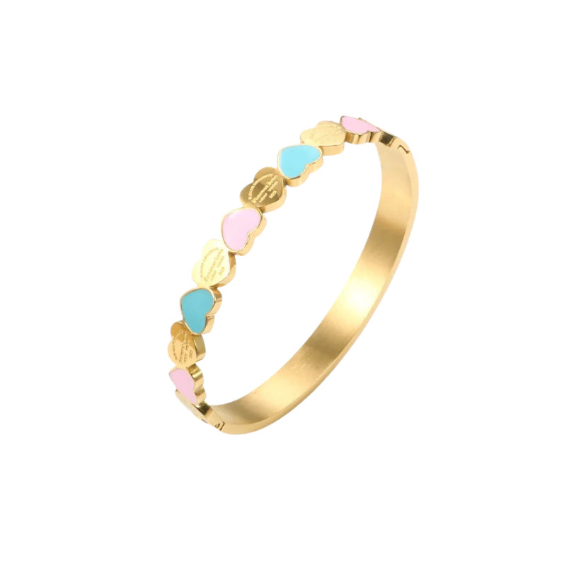 Gold Triple Heart Bangle