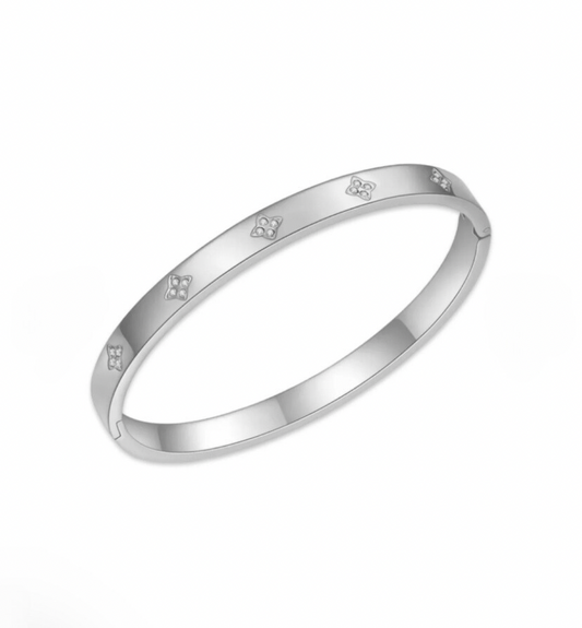 Silver Clover Bangle