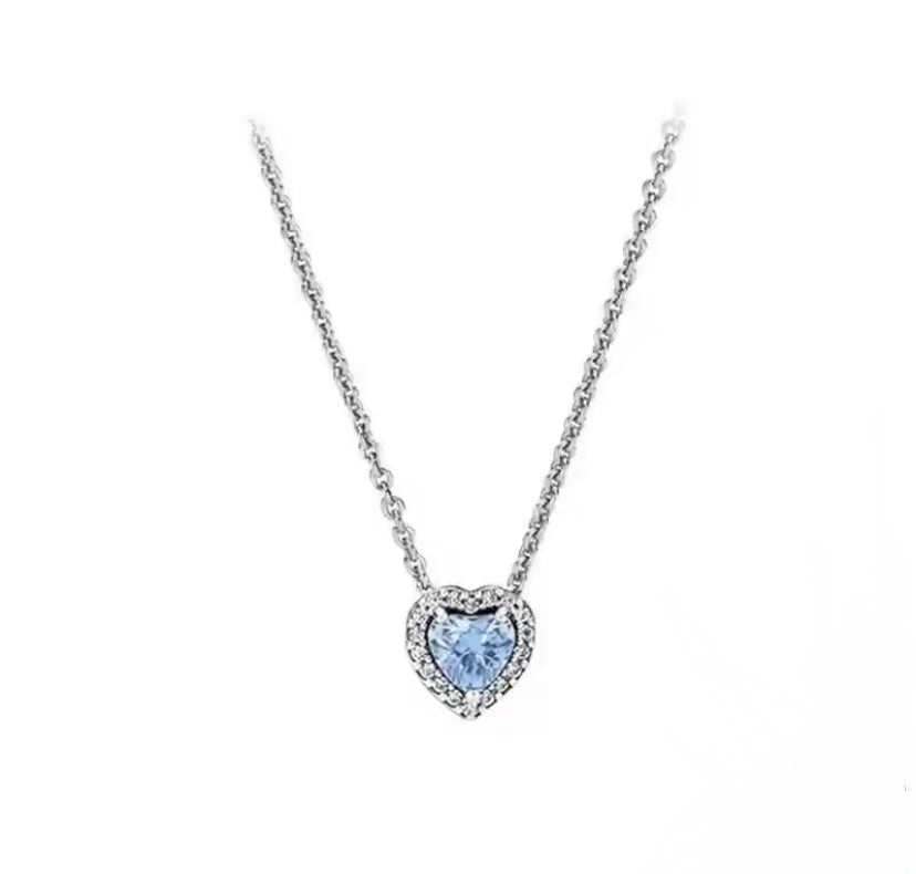 Silver Ocean Blue Heart Necklace (PREORDER)